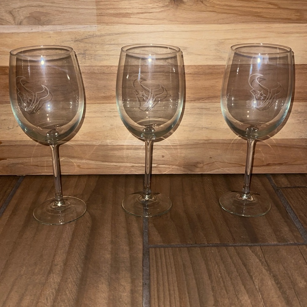 Brand new (3) Houston Texans 12.75oz. Stemmed Wine Glass